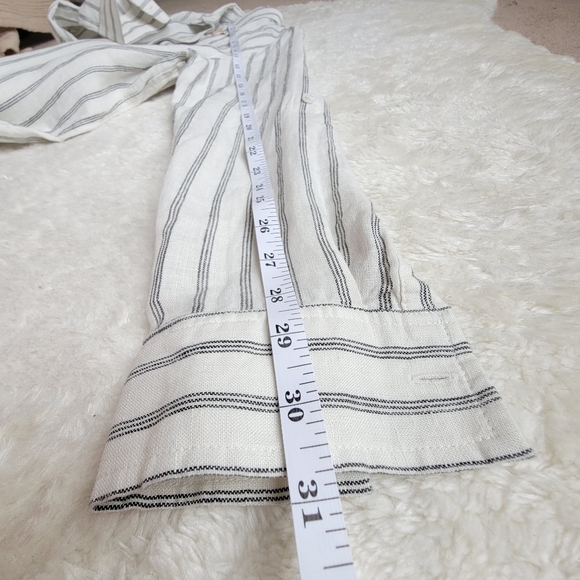 NWT Quince 100% European Linen Shirt Dress, Oatmeal +  Black Stripe, XS - Picture 7 of 11